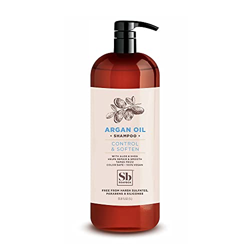 Soapbox Argan Oil Shampoo, Sulfate Free, Paraben Free, Silicone Free, Color Safe, and Vegan Hair Shampoo | Control & Soften Shampoo (33.8 Ounces)