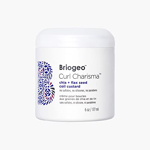 Briogeo Curl Charisma Chia and Flax Seed Coil Custard, Leave-in Styler for Curly and Coily Hair Textures, Vegan, Phalate & Paraben-Free, 6 oz