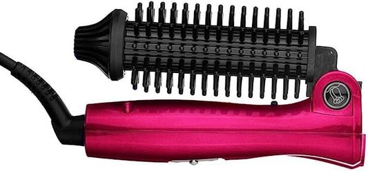 Mini Collaspe Hair Curler, Tangle-Free Curling Iron Brush and Volumizer, 1 inch Dual Voltage Travel-Friendly Tourmaline Ceramic Ionic Brush Styling Wand（Don't Blow Air