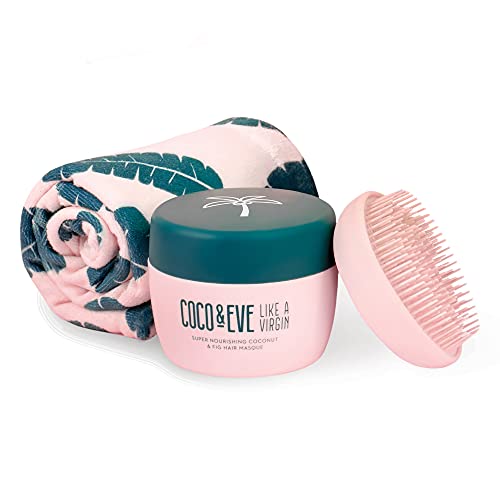 Coco & Eve Hair Mask Bundle - Tangle Tamer, Microfiber Towel & Hair Masque for All Hair Types - With Shea Butter & Argan Oil for Hydration & Hair Repair