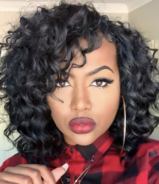 Ocean Wave Crochet Hair 9In Deep Wave Crochet Hair Natural Black Curly Braiding Hair For Black Women Synthetic Wavy Crochet Hair (8packs 1B)