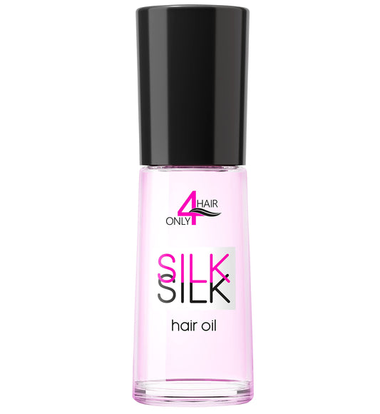 ONLY4HAIR Silk Hair Oil for Dry Damaged Hair Treatment - Anti Frizz Control Hair Care Serum - Jojoba & Argan & Almond Oils - Shine, Gloss, Split End Repair, Smoothing, Bonding, Heat Protectant For Curly Frizzy Colored Bleached and All Hair Types