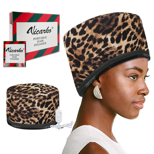 VICARKO Hair Steamer Thermal Heat Cap 𝐄𝐱𝐭𝐞𝐧𝐝𝐞𝐝 𝐂𝐨𝐫𝐝 Deep Conditioning Natural Black Hair Scalp Treatment Spa Hot Head Care Electric for Home Use