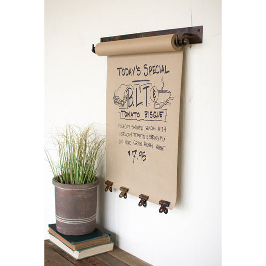 Hanging Note Roll With 4 Antique Brass Finish Clips \ Medium